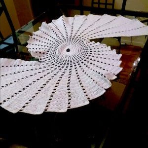 Fractal Geometric Table Runner, Crocheted Handmade